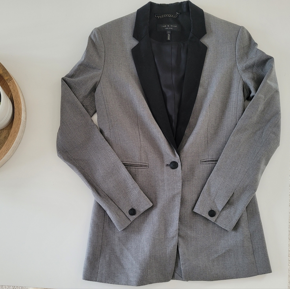 Nwt Rag & Bone Dant Tux Wool Blazer Gray Size 0 - image 5